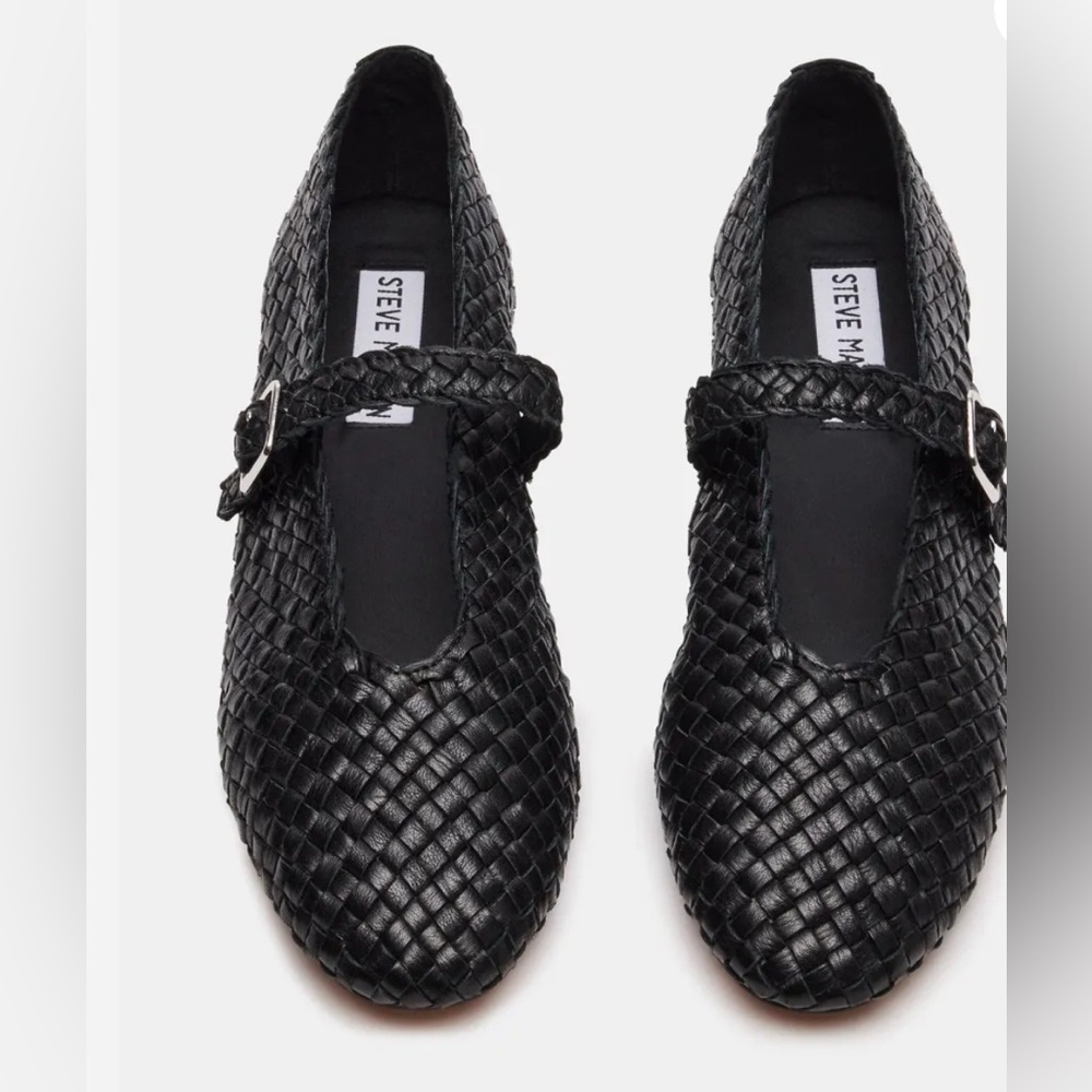 NWOB Steve Madden Dreaming woven Maryjane Black Flats size 11
